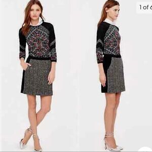 J Crew black wool postage stamp chevron skirt Sz 6